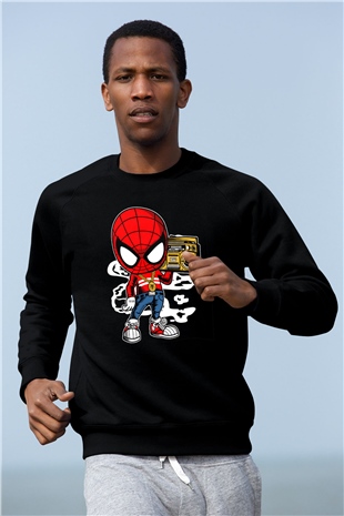 Spider Boombox Baskılı Siyah Unisex Tshirt