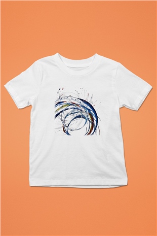 Spiral Baskılı Beyaz Unisex Çocuk Tişört