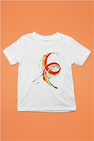 Spiral Baskılı Beyaz Unisex Çocuk Tişört