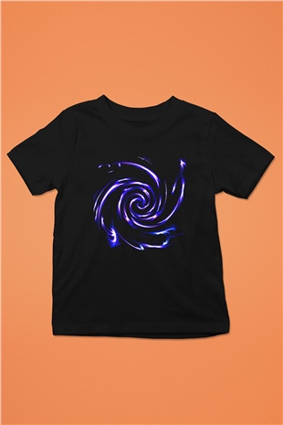 Spiral Baskılı Siyah Unisex Çocuk Tişört