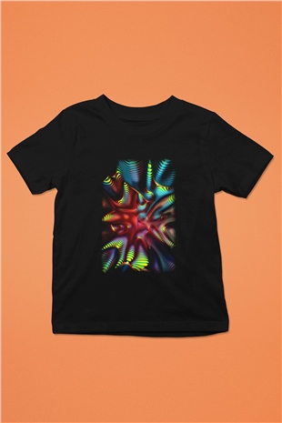 Spiral Baskılı Siyah Unisex Çocuk Tişört