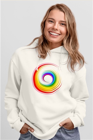 Spiral Beyaz Unisex Hoodie