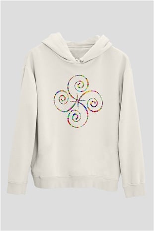 Spiral Beyaz Unisex Hoodie