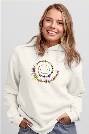 Spiral Beyaz Unisex Hoodie