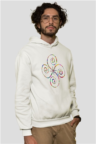 Spiral Beyaz Unisex Hoodie