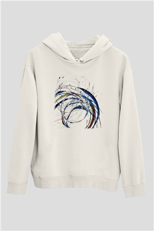 Spiral Beyaz Unisex Kapşonlu Sweatshirt
