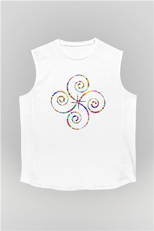 Spiral Beyaz Unisex Kolsuz Tişört