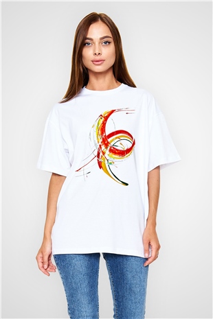 Spiral Beyaz Unisex Oversize Tişört T-Shirt