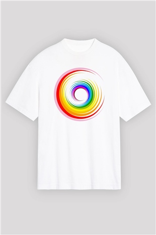 Spiral Beyaz Oversize Tişört Oversize T-shirt - TişörtFabrikası