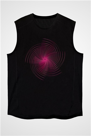 Spiral Siyah Unisex Kolsuz Tişört