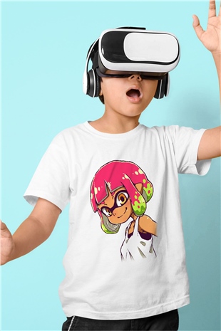 Splatoon Baskılı Beyaz Unisex Çocuk Tişört