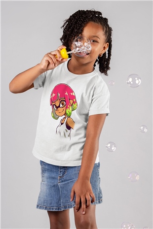 Splatoon Baskılı Beyaz Unisex Çocuk Tişört
