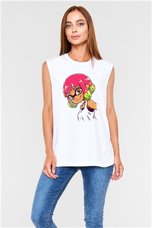Splatoon Beyaz Unisex Kolsuz Tişört