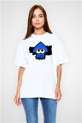 Splatoon Beyaz Unisex Oversize Tişört T-Shirt