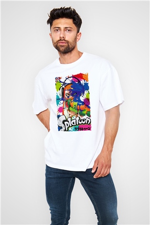 Splatoon Beyaz Oversize Tişört Oversize T-shirt