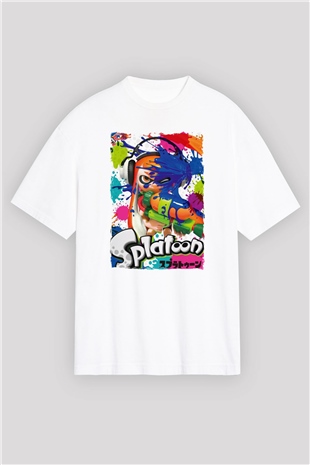 Splatoon Beyaz Oversize Tişört Oversize T-shirt