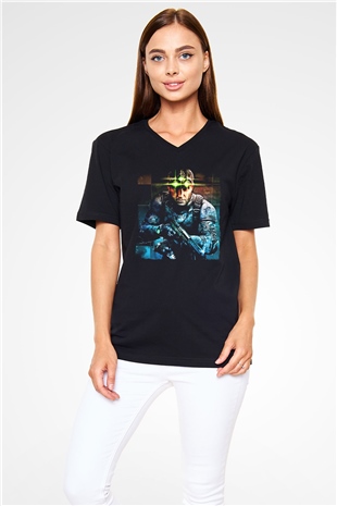 Splinter Cell Siyah Unisex V Yaka Tişört