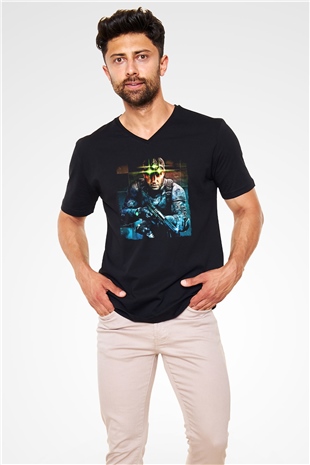 Splinter Cell Siyah Unisex V Yaka Tişört