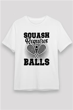 Squash Baskılı Unisex Beyaz Tişört - Tshirt