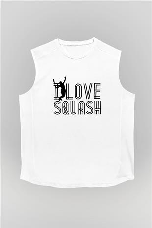 Squash Baskılı Unisex Kolsuz Beyaz Tişört
