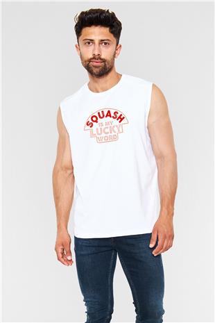 Squash Baskılı Unisex Kolsuz Beyaz Tişört