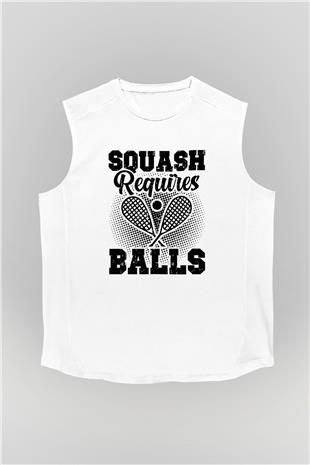 Squash Baskılı Unisex Kolsuz Beyaz Tişört