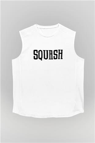 Squash Baskılı Unisex Kolsuz Beyaz Tişört