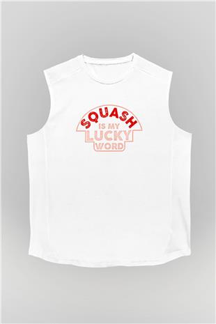 Squash Baskılı Unisex Kolsuz Beyaz Tişört