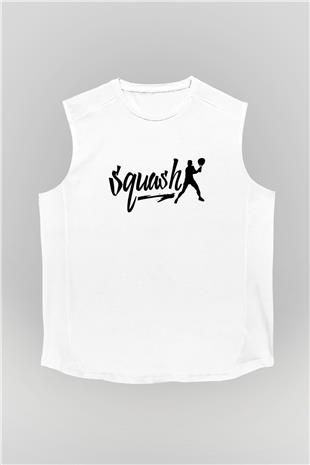 Squash Baskılı Unisex Kolsuz Beyaz Tişört