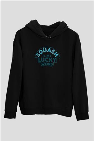 Squash Baskılı Unisex Siyah Kapüşonlu Sweatshirt