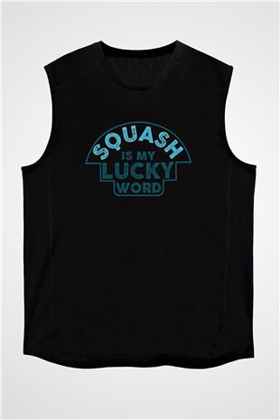 Squash Baskılı Unisex Siyah Kolsuz Tişört