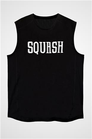 Squash Baskılı Unisex Siyah Kolsuz Tişört
