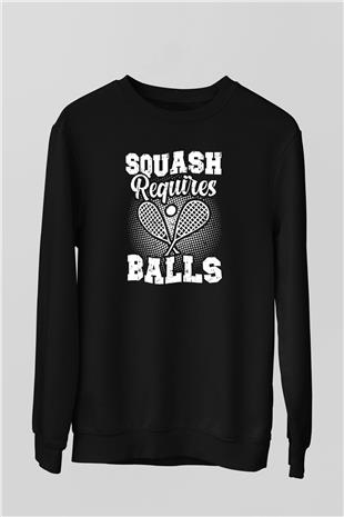 Squash Baskılı Unisex Siyah Sweatshirt