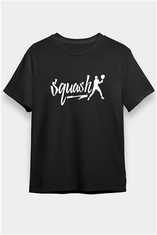 Squash Baskılı Unisex Siyah Tişört - Tshirt