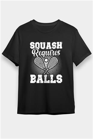 Squash Baskılı Unisex Siyah Tişört - Tshirt