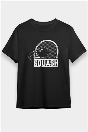 Squash Baskılı Unisex Siyah Tişört - Tshirt