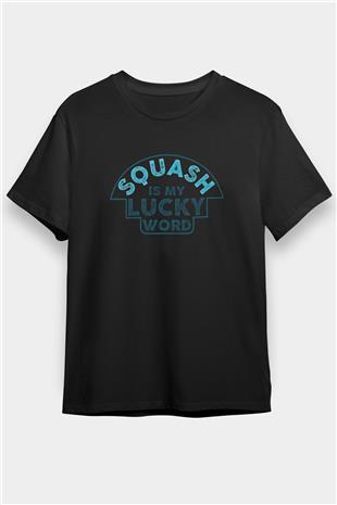 Squash Baskılı Unisex Siyah Tişört - Tshirt