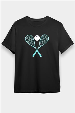 Squash Baskılı Unisex Siyah Tişört - Tshirt