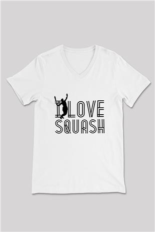 Squash Baskılı Unisex V Yaka Tişört - Tshirt