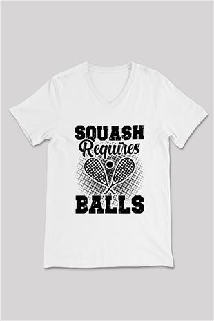 Squash Baskılı Unisex V Yaka Tişört - Tshirt