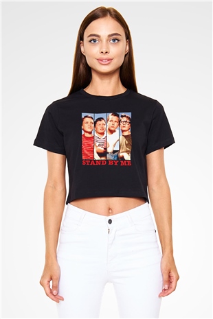 Stand by Me Siyah   Crop Top Tişört
