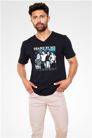 Stand by Me Siyah Unisex  V Yaka Tişört