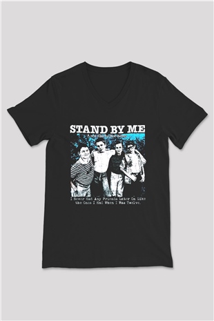 Stand by Me Siyah Unisex  V Yaka Tişört