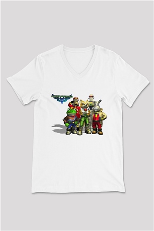 Star Fox Beyaz Unisex V Yaka Tişört