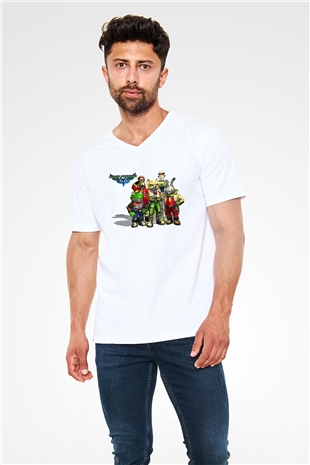 Star Fox Beyaz Unisex V Yaka Tişört
