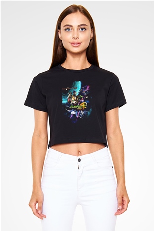 Star Fox Siyah  Crop Top Tişört