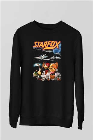 Star Fox Siyah Unisex Sweatshirt