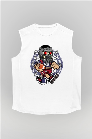 Star Lord Football Baskılı Beyaz Unisex Kolsuz Tişört
