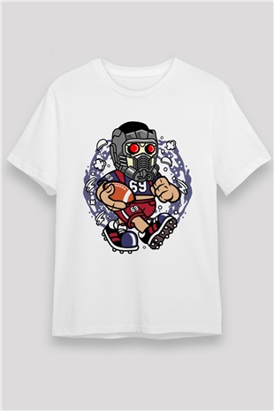 Star Lord Football Baskılı Beyaz Unisex Tshirt