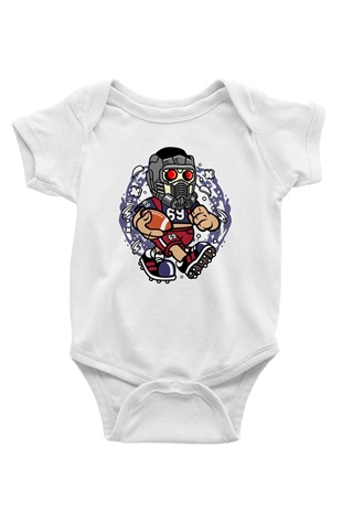 Star Lord Football Baskılı Beyaz Unisex Bebek Body - Zıbın
